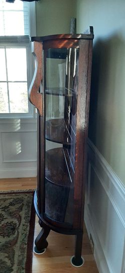 Antique Round Glass China Cabinet