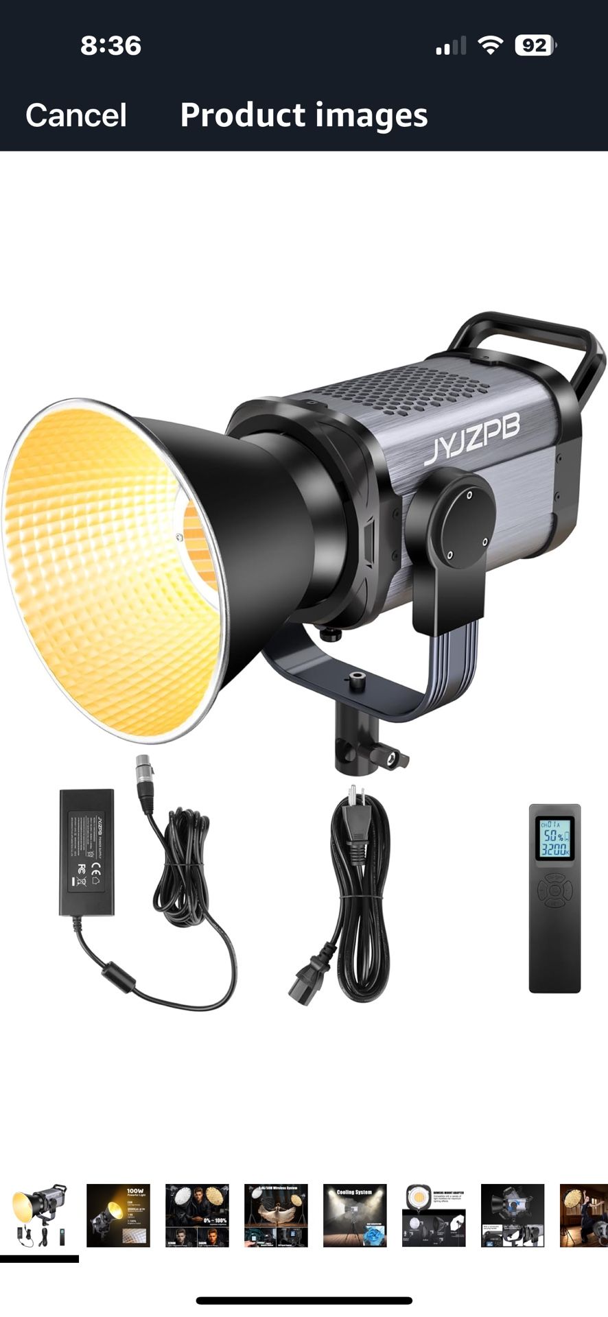 Brand New 100W Bi-Color COB LED Video Light, Remote Control, Cooling Fan, Multi-Effects, 3000lux/1m 3200k-5600k CRI