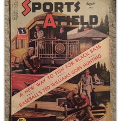 WW2 Era Sports Afield-Ted Williams Goes Hunting August 1942 Magazine In GC
