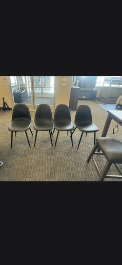 Set of 4 Black Faux Leather Dining Chairs