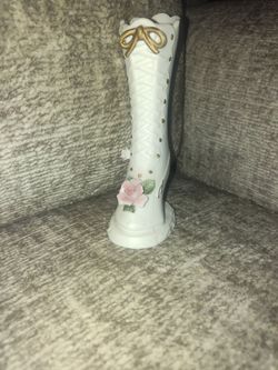 Vintage white porcelain high laced boot