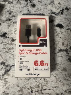 Lightning to USB Sync & Charge Cable 6.6 fr iPhone charger new in box