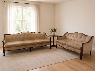 Vintage Tufted Sofa with Wood Frame -Delivery Available