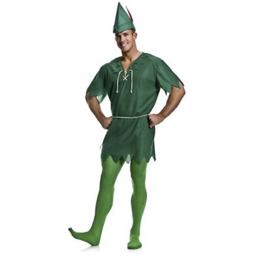Charades Peter Pan Costume Adult Medium Forest Cosplay Costume Tunic Hat Tights