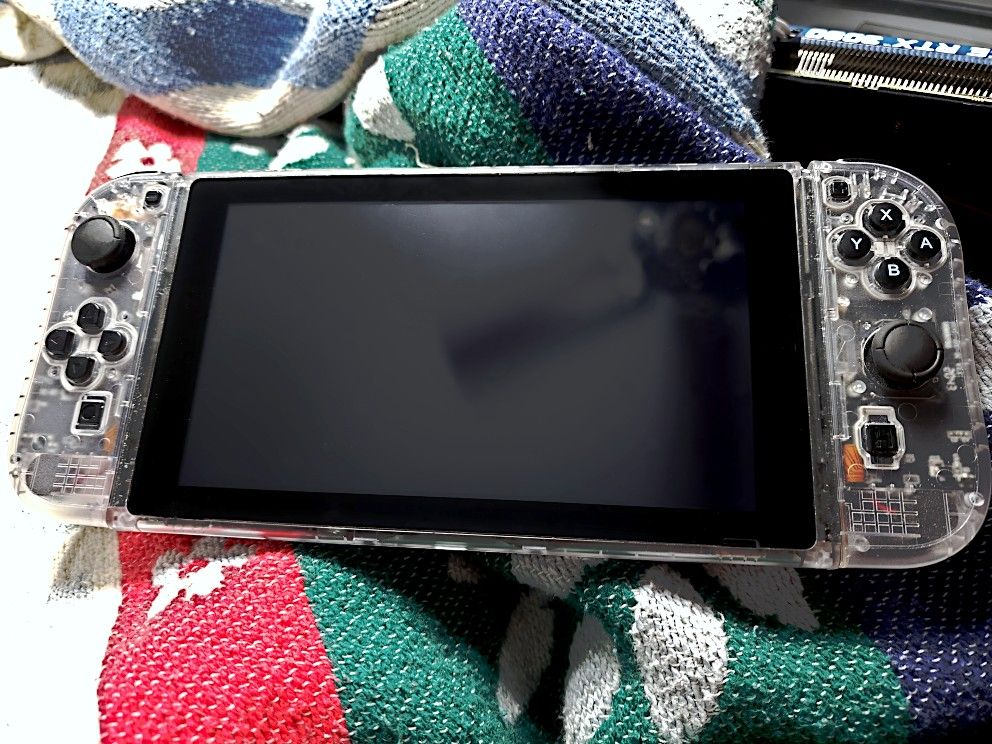 Custom CFW Nintendo Switch Atomic Clear Shell *With Custom Frimware and Games Fully Loaded*