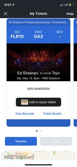 2- Ed Sheeran Floor tickets 