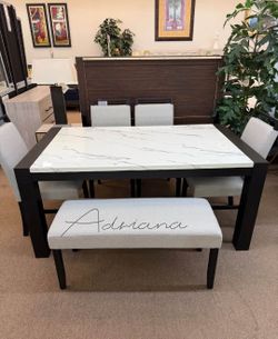 Gorgeous 6-Pc Jules Faux Marble Dining Set 