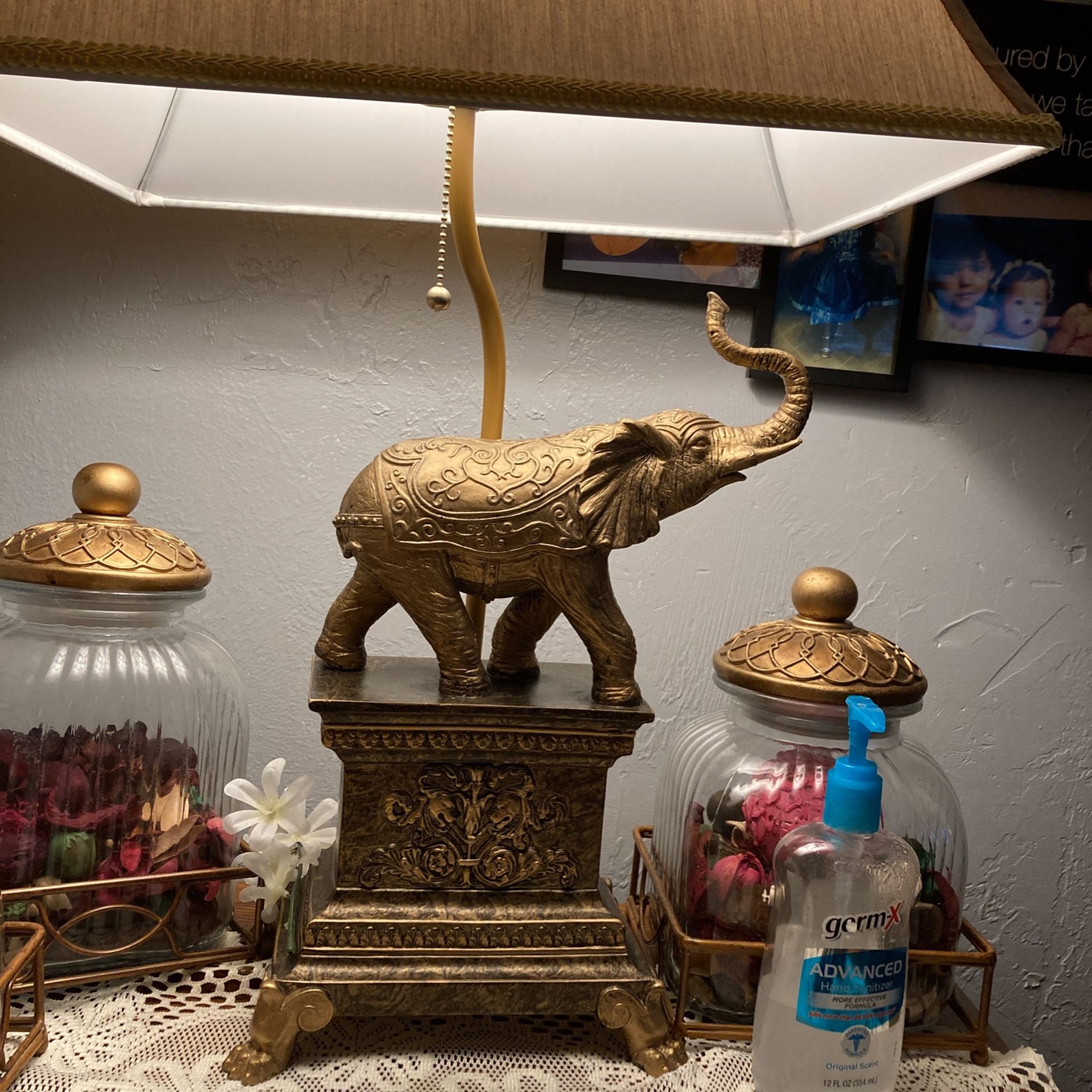 2 antique elephant lamps
