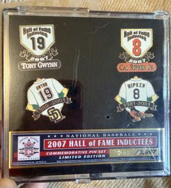 Tony Gwynn & Cal Ripken Jr. 2007 Hall of Fame inductee commemorative pin set.