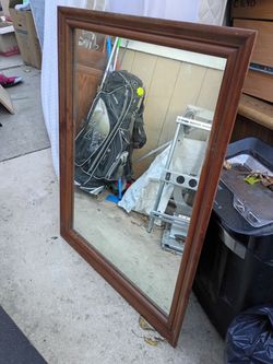 Large Wood Framed Wall Mirror