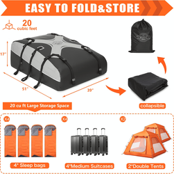 Sailnovo Car Rooftop Cargo Carrier Bag 20 Cuft for Most Vehicles with Rack