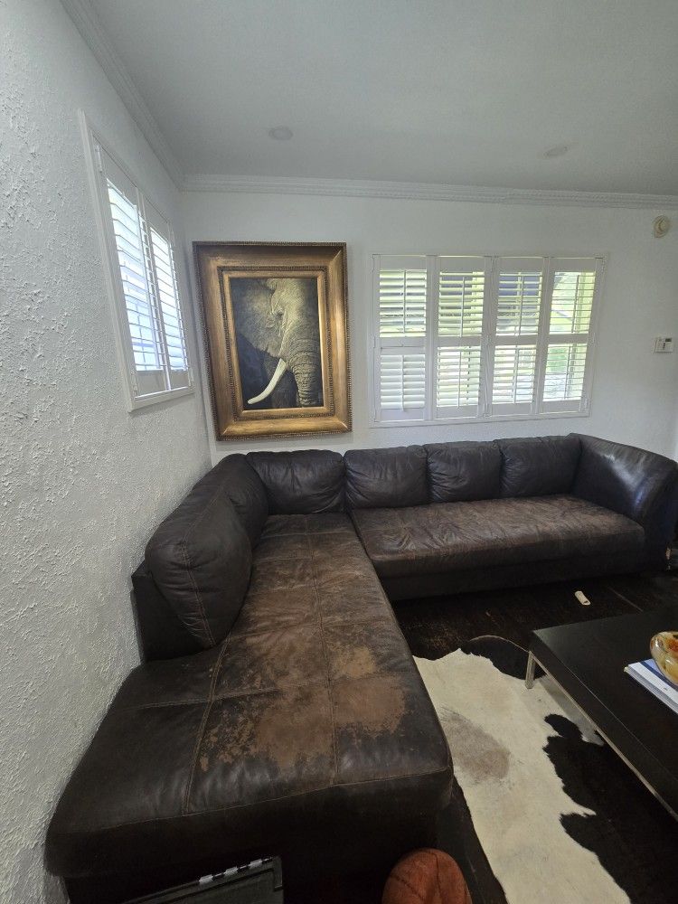 Free leather sectional sofa as is