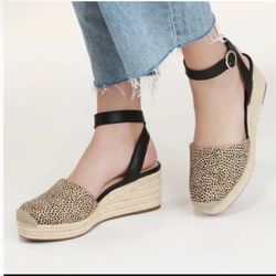 Sole Society So Channing Cow Hair/ Leather Upper Wedge Espadrille Sandals Sz7, Perfect Conditions Used Two Times .. 