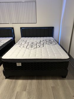 Queen Size Bed Frame With Led Lights & Mattress Included.      