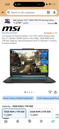 MSI Cyborg 15 Gaming Laptop
