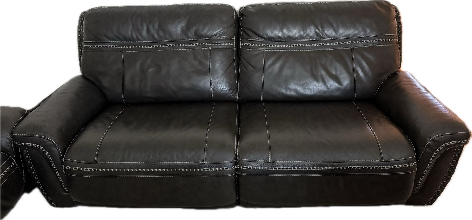 Full leather, Powered Furniture Set! Every seat reclines! Virtually no wear and tear + COFFEE TABLE