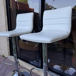 White Faux Leather Bar Stool – Adjustable Height 