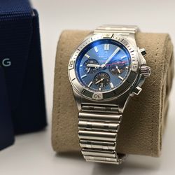 Breitling Chronomat AB0134-42MM B01 42 Blue Dial Mens AB0134101C1A1-Auth+B&B+WRTY