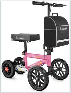 Deluxe Medical Scooter Double Handbrake, All Terrain Steerable Knee Scooter Crutch Alternative