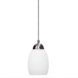 Mirror Lake 1-Light Brushed Nickel Mini Pendant with White Etched Glass Shade