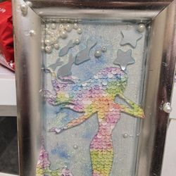 Mermaid Tray. Handmade. Silver Tray With Mermaid And Pearls.
