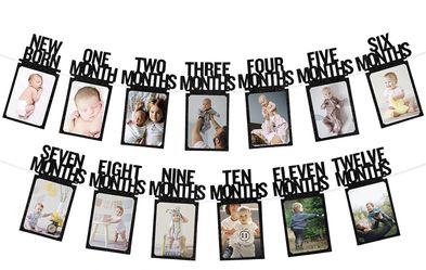 1st Birthday Photo Banner for Baby from Newborn to 12 Months