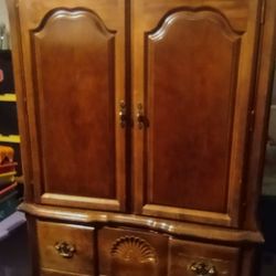 Queen Anne Style High Boy Entertainment Armoire 