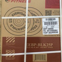 Olympic Bumper Plate Weight Plate, 25 lbs Pair, 2-Inch Hole, Black