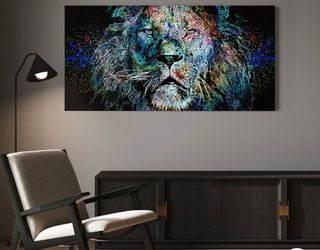 Magnificent Color Lion Canvas Artwork 60 by 30