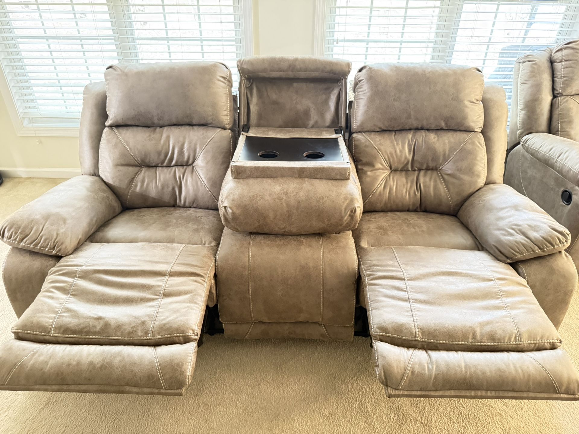 Reclining Sofa & Loveseat with Cup Holders