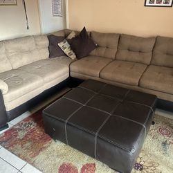 L shaped Sectional Couch And Ottoman FREE CARPET