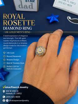 Rosette Diamond Ring – 14K Gold Men’s Ring