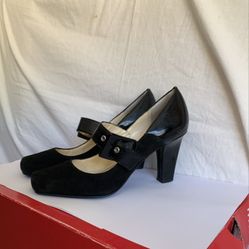 Black Suede Mary Jane Women's Heels Size 7