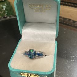 Rainbow Opal Diamond Ring 