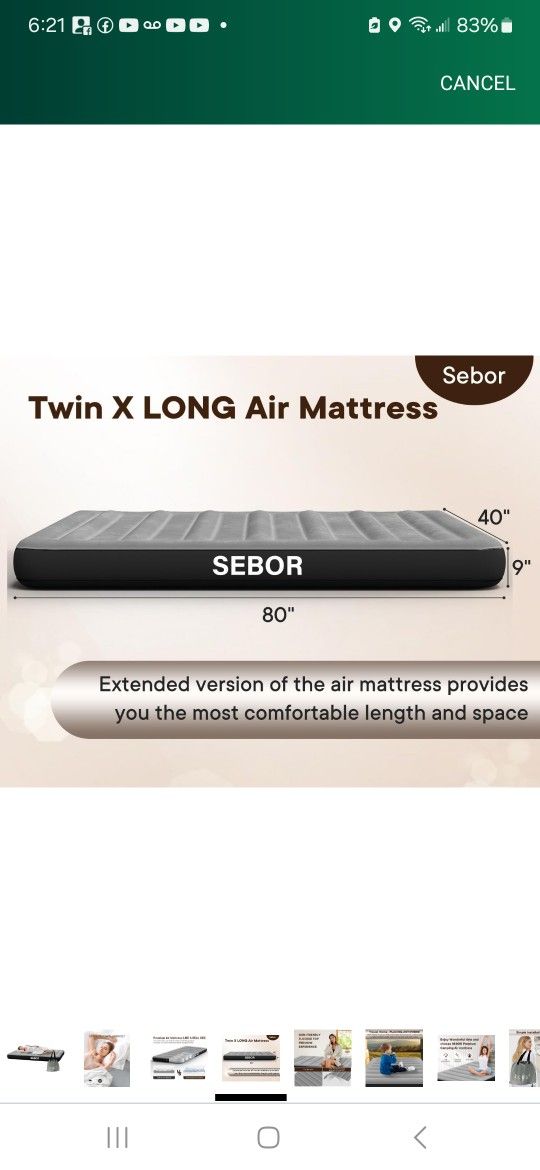 Camping Air Mattress, X-Long Twin Airbed Height 9", Portable Inflatable Air Bed for Camping, Travel, and Home Use, Easy to Inflate and Deflate-Black G