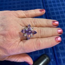 Amethyst And White Topaz Ring Valentine 💘 