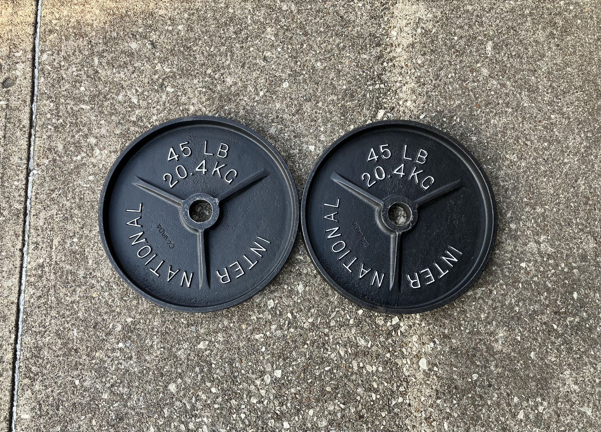Vintage International Deep Dish Pair 45lb Olympic 2” Weight Plates Weights Plate 45lbs 45lb lbs DD
