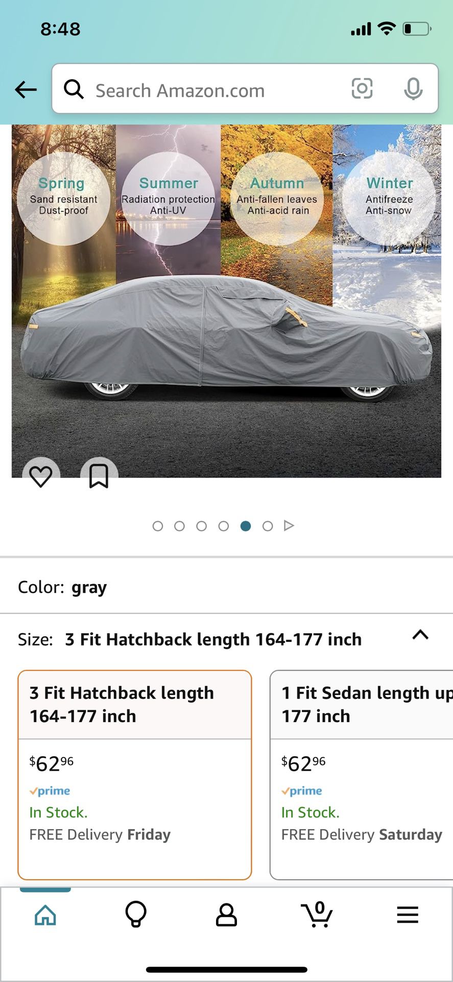 New & Unpacked Hatchback Car Cover All Weather with Zipper / Honda civic / Ford fiesta…(Amazon: $63)