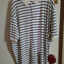 Polo Ralph Lauren Shirt Mens 4XLT Tall Blue & White Striped Short Sleeved