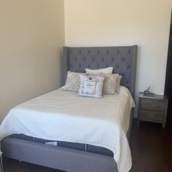 Queen Bed With Mattress And Nightstand