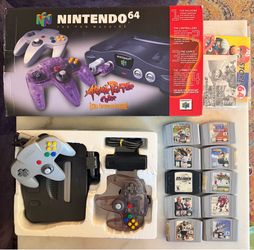 Nintendo 64 N64 Console Bundle CIB Box Mario Kart 64 Atomic Purple Controller Tested