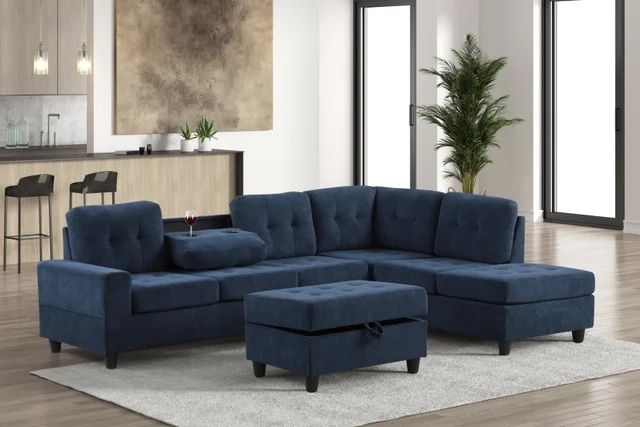 Heights Sectional Blue With Ottoman 🔥🚛😜