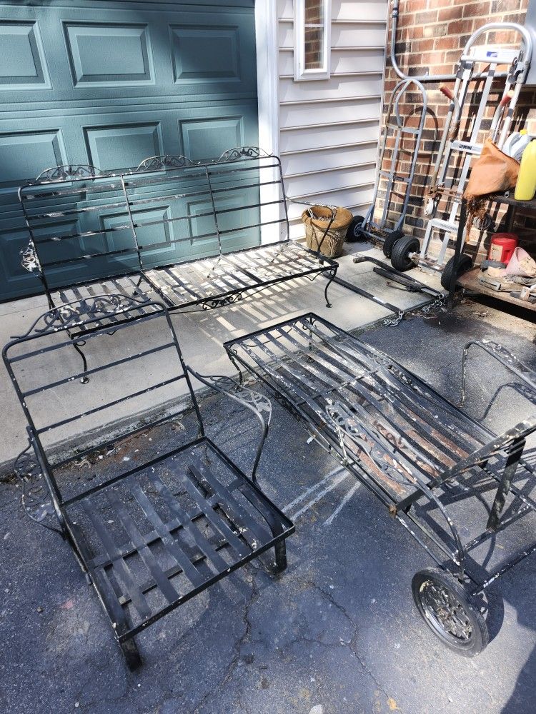Vintage wrought iron patio set