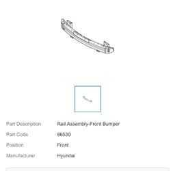 Genuine OEM 86530-3Y600 Rail Impact Bar front Bumper 2014-2015 Hyundai Elantra