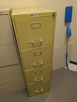 Yellow heavy duty vintage office file cabinet drawer Metal