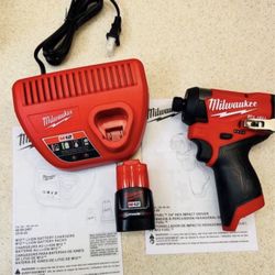 🔥 🔥 Milwaukee Fuel Impact Driver M12 + M12 2.0 Milwaukee Battery +  Milwaukee M12 Charger