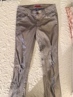 Size 6 Alice + Olivia jeans shimmery metallic finish distressed