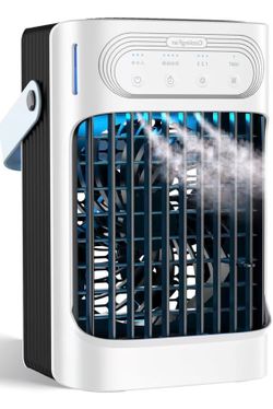 Portable Air cooling 16” Standing Fans that Portable AC，120° Oscillating 650ml Water Tank, 5Modes & 4Speeds Cooling Fans