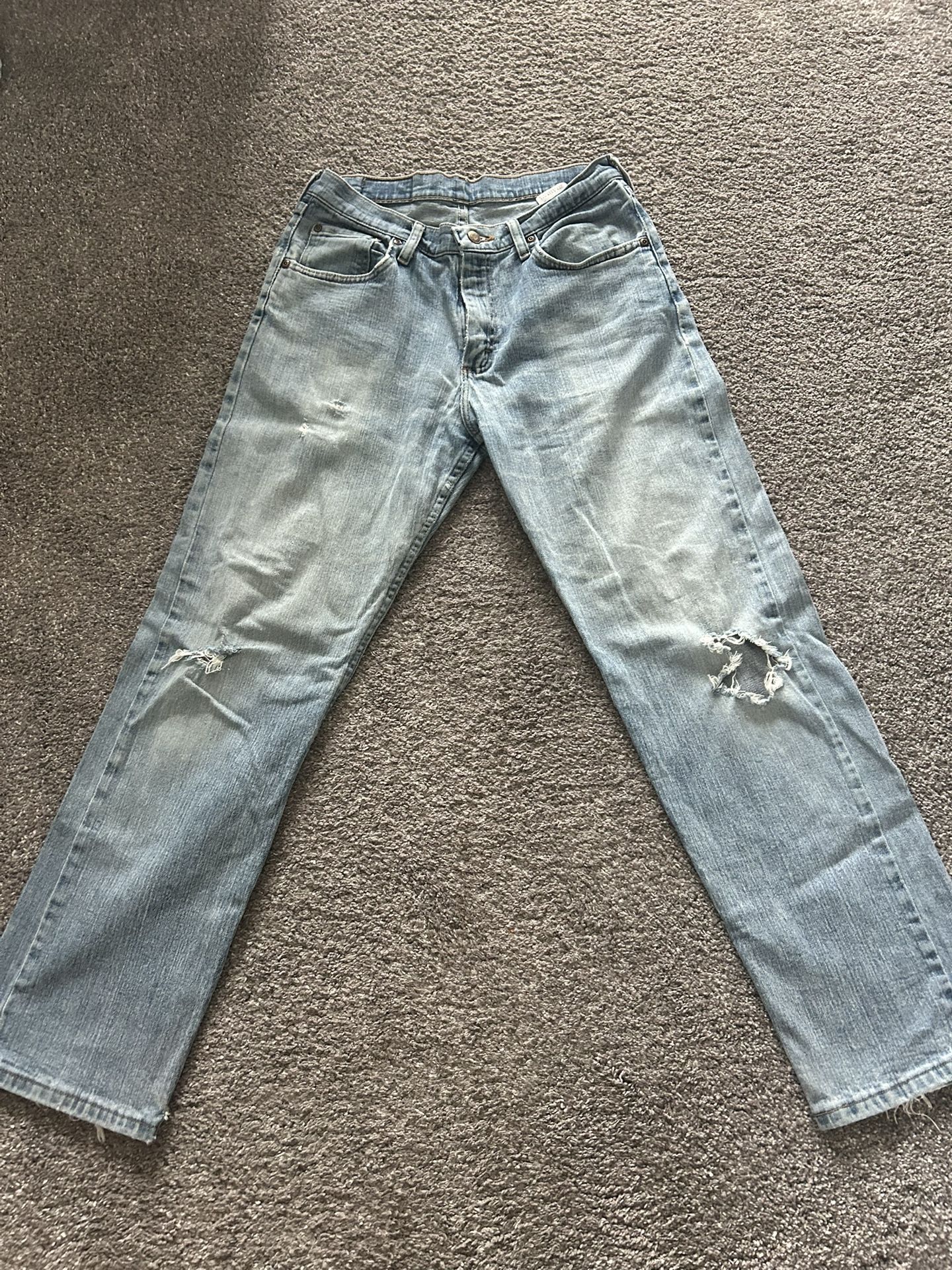 Vintage Straight Leg Ripped Wrangler Light Wash Jeans Size 30