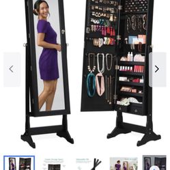 Full Length Freestanding Jewelry Mirror Armoire